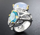 Серебряное кольцо с халцедоном и голубым топазом Серебро 925