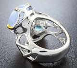 Серебряное кольцо с халцедоном и голубым топазом Серебро 925