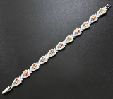 Чудесный серебряный браслет с разноцветными сапфирами Серебро 925