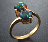 Прелестное серебряное кольцо с роскошными эфиопскими черными опалами Серебро 925