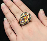 Серебряное кольцо с разноцветными сапфирами Серебро 925