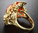 Авторское золотое кольцо с мексиканским огненным опалом 7,07 карат, цаворитами, синими сапфирами и бриллиантами Золото
