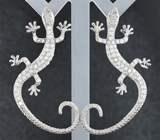 Великолепные серебряные серьги «Ящерки» Серебро 925