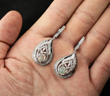 Замечательные серебряные серьги с эфиопскими опалами Серебро 925