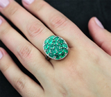 Серебряное кольцо с зелеными агатами Серебро 925