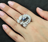 Изысканное серебряное кольцо со звездчатым сапфиром Серебро 925