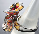 Превосходное серебряное кольцо с цветной эмалью Серебро 925