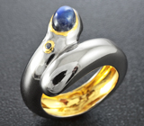 Серебряное кольцо с лабрадоритом и синим сапфиром Серебро 925