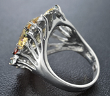 Превосходное черненое серебряное кольцо с самоцветами Серебро 925