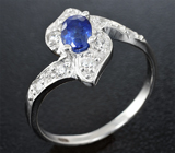 Прелестное серебряное кольцо с синим сапфиром Серебро 925