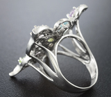 Эффектное серебряное кольцо «Бабочка» с самоцветами Серебро 925