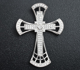 Эффектный серебряный кулон-крест Серебро 925