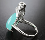 Скульптурное серебряное кольцо «Русалка» с голубым халцедоном Серебро 925