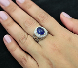 Ажурное cеребряное кольцо с насыщенно-синим сапфиром Серебро 925