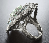 Эффектное крупное серебряное кольцо с зеленым аметистом Серебро 925