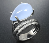 Стильное черненое серебряное кольцо с лавандовым халцедоном Серебро 925