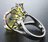 Серебряное кольцо с лимонным цитрином и красными сапфирами Серебро 925