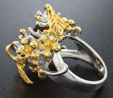 Серебряное кольцо с мекскиканским огненным агатом и цаворитами гранатами Серебро 925