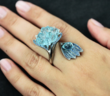 Серебряное кольцо с бриолетами топазов и синими сапфирами Серебро 925