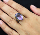 Серебряное кольцо с аметистом и синими сапфирами Серебро 925