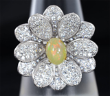 Чудесное серебряное кольцо-цветок с эфиопским опалом Серебро 925