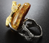Серебряное кольцо с янтарем Серебро 925