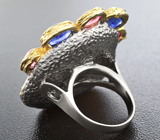 Серебряное кольцо с сапфирами и рубинами Серебро 925