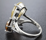 Оригинальное серебряное кольцо с рутиловым кварцем и цитрином Серебро 925