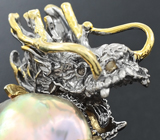 Серебряное кольцо с жемчужиной Серебро 925