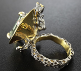 Серебряное кольцо с зеленым аметистом и спессартином гранатом Серебро 925