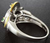 Серебряное кольцо с аммолитом аммонита и цаворитами Серебро 925