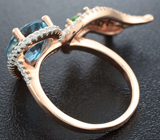 Великолепное серебряное кольцо с топазом, родолитами и диопсидами Серебро 925