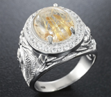 Эффектное серебряное кольцо с рутиловым кварцем Серебро 925