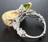 Серебряное кольцо с рутиловым кварцем и перидотом Серебро 925