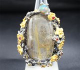 Серебряное кольцо с кварцем, эфиопским опалом и сапфирами