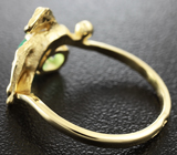 Золотое кольцо с изумрудом 0,53 карат и бриллиантом Золото