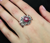 Серебряное кольцо с рубином и черными шпинелями Серебро 925