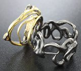 Серебряное кольцо с цитрином и черными опалами Серебро 925
