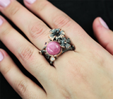 Серебряное кольцо с розовым сапфиром, аметистами и топазами Серебро 925