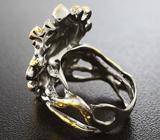 Серебряное кольцо с австралийским дублет опалом, зелеными и синими сапфирами Серебро 925