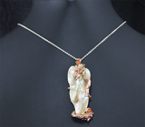 Серебряный кулон с жемчужиной барокко и корнелианами + цепочка Серебро 925