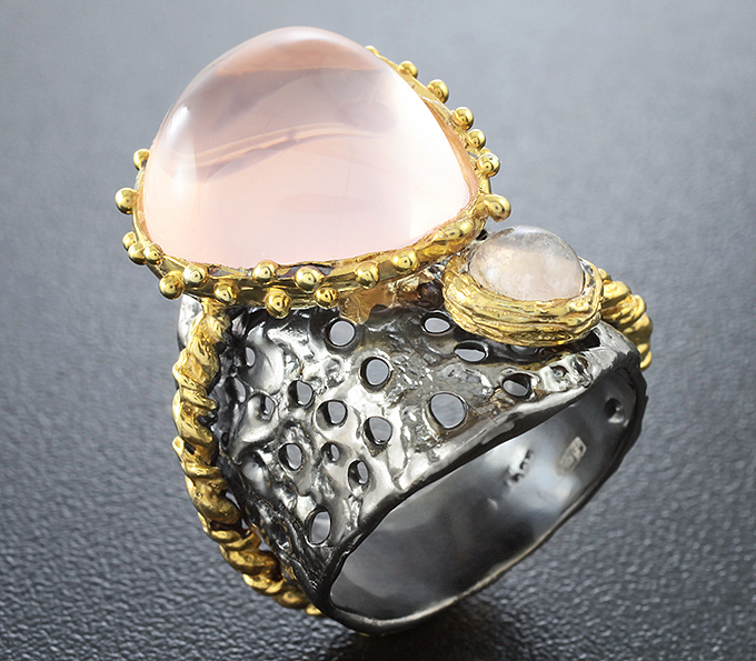 Серебряное кольцо с розовым кварцем