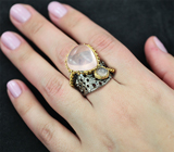 Серебряное кольцо с розовым кварцем Серебро 925