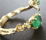 Золотое кольцо с изумрудами 1,33 карат и бриллиантом Золото