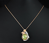 Серебряный кулон с зеленым сапфиром + цепочка Серебро 925
