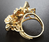 Крупное золотое кольцо с ярким рубеллитом турмалином 5,52 карат и бриллиантами Золото