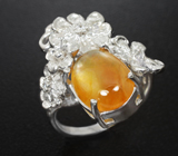 Изящное серебряное кольцо с золотисто-желтым сапфиром Серебро 925