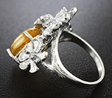 Изящное серебряное кольцо с золотисто-желтым сапфиром Серебро 925