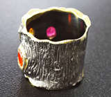 Серебряное кольцо с рубином, желтым сапфиром и корнелианом Серебро 925