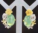Серебряные серьги с пренитами Серебро 925